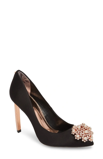 Ted Baker Dahrlin Embellished Pump In Black Satin