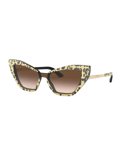 Dolce & Gabbana Women's Cat Eye Sunglasses, 55mm In Gold/gold Gradient
