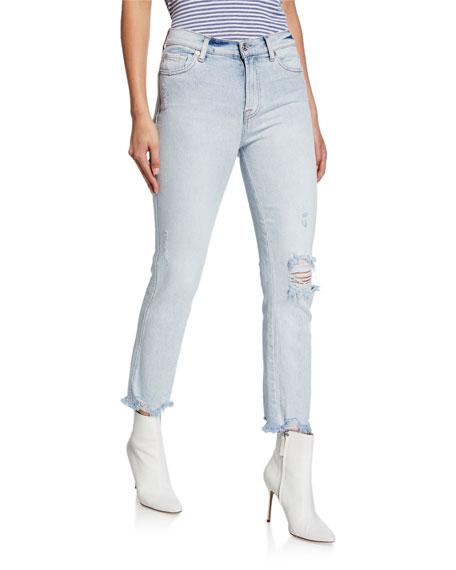 7 For All Mankind Edie Crop Straight Jeans In Luxe Vintage Cloud | ModeSens