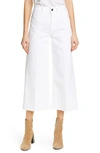 Frame Le Vintage Raw-edge Cropped Wide-leg Jeans In Blanc