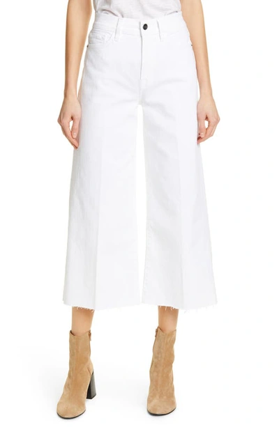 Frame Le Vintage Raw-edge Cropped Wide-leg Jeans In Blanc