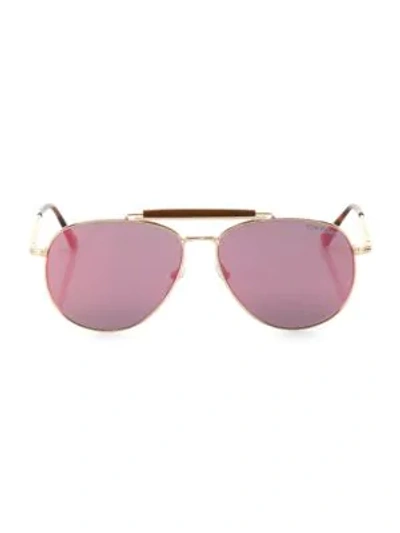 Tom Ford Sean 60mm Mirrored Aviator Sunglasses In Violet