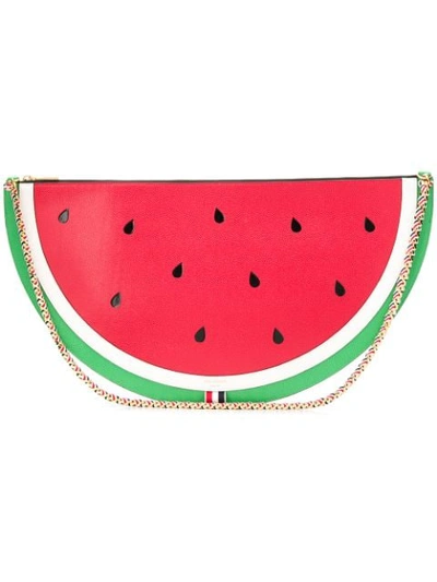 Thom Browne 'watermelon' Ledertasche In Red