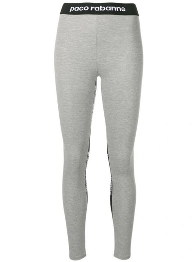 Paco Rabanne Logo-trim Leggings In Grey