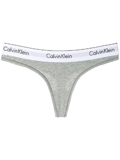 Calvin Klein Underwear Branded Waistband Thongs - Grey In Grey