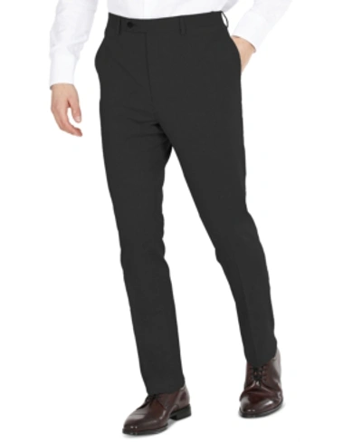 Dkny Men's Modern-fit Stretch Textured Wool Suit Pants In Black