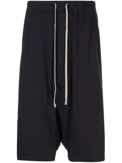 Rick Owens Drkshdw Dropped Crotch Track Shorts In Blue