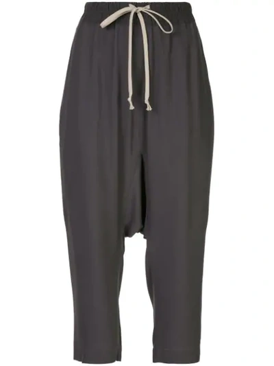 Rick Owens Drawstring Cropped Trousers In Grey
