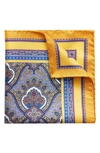 Eton Paisley Silk Pocket Square In Yellow/ora