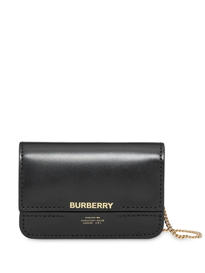 Burberry Horseferry Print Card Case With Detachable Strap In Black