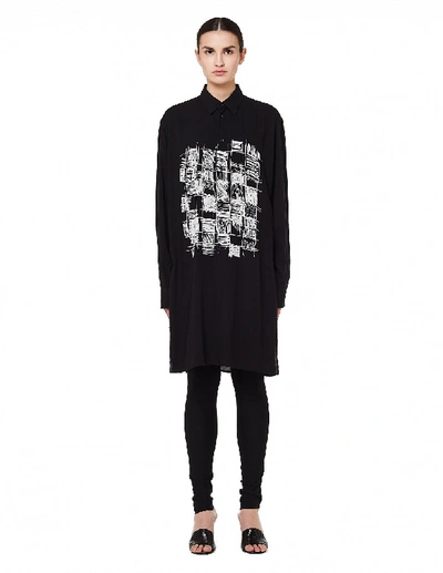 Yohji Yamamoto Black Printed Elongated Shirt