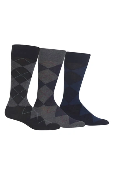 Polo Ralph Lauren 3-pack Argyle Socks In Black/ Charcoal Heather/ Navy