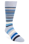 Cole Haan Town Stripe Crew Socks In Zen Blue