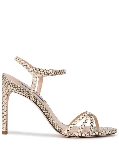 Stuart Weitzman Starla 105' Snake Sandals - White