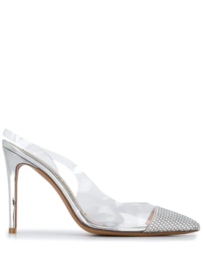 Alexandre Vauthier Women's Amber Crystal-embellished Vinyl & Metallic Leather Slingback Pumps In White