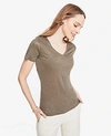 Ann Taylor Petite Linen V-neck Tee In Green