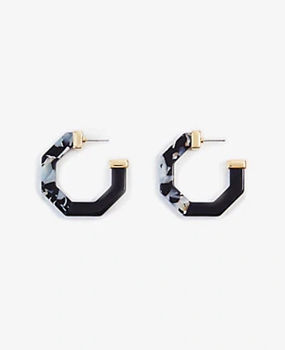 Ann Taylor Marbleized Hexagon Hoop Earrings In Black