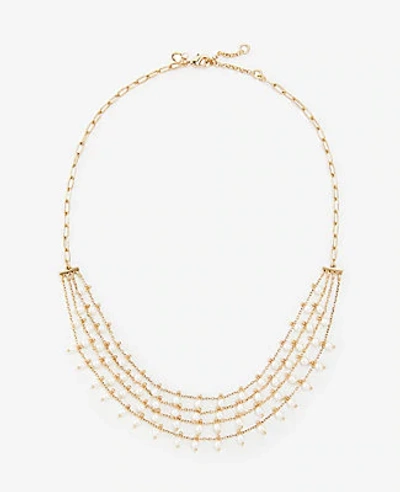 Ann Taylor Pearlized Multistrand Necklace In Gold