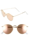 Ray Ban Ray-ban Unisex Icons Mirrored Round Sunglasses, 50mm In Gold/copper Flash Mirror