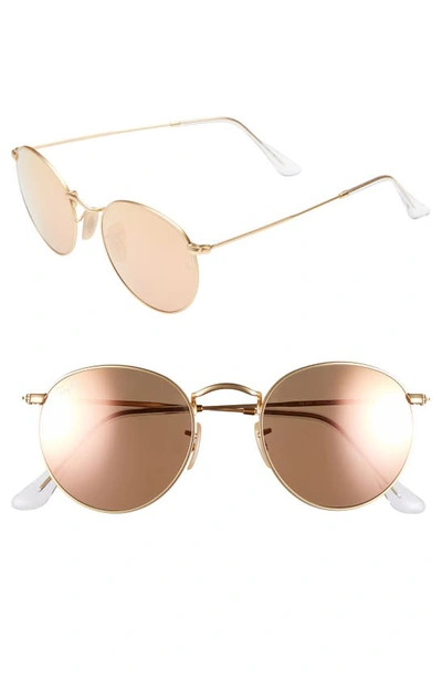 Ray Ban Ray-ban Unisex Icons Mirrored Round Sunglasses, 50mm In Gold/copper Flash Mirror