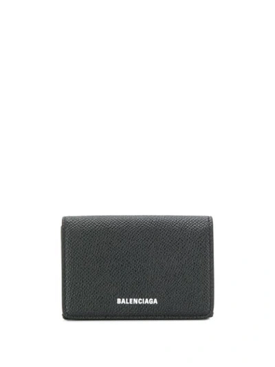 Balenciaga Ville Printed Textured-leather Wallet In Black