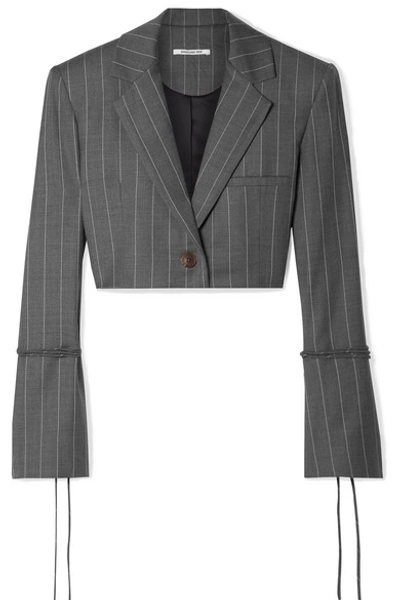Orseund Iris Box Cropped Pinstriped Wool-blend Blazer In Gray