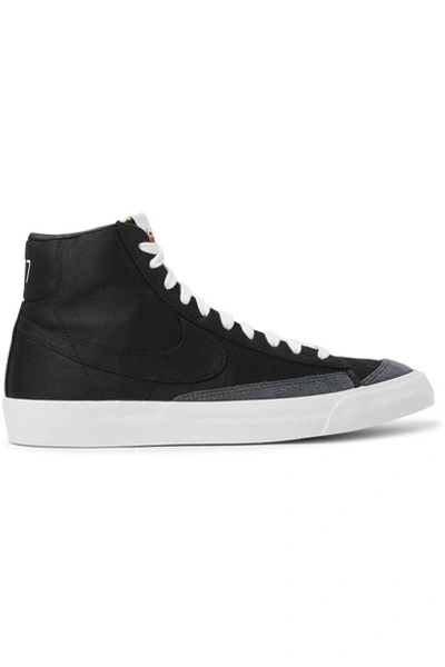 Nike Blazer Mid '77 Suede-trimmed Canvas High-top Sneakers In Black