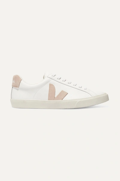 Veja + Net Sustain Esplar Leather And Suede Sneakers In White