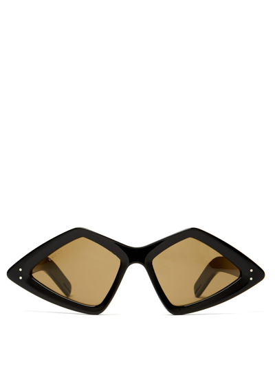 Gucci Diamond Acetate Sunglasses In Black