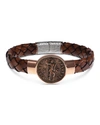 Jorge Adeler Men's Ancient Virtus Coin Braided Leather Bracelet In Rose Gold