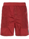 Stone Island Logo Patch Swim Shorts - Red