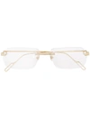 Cartier Rimless Rectangle Glasses In Gold