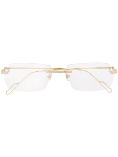 Cartier Rimless Rectangle Glasses In Gold