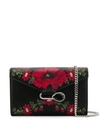 Alexander Mcqueen Floral Pin Crossbody Bag - Black