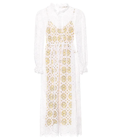 Diane Von Furstenberg Leandra Ruffled Broderie-anglaise Cotton Dress In White