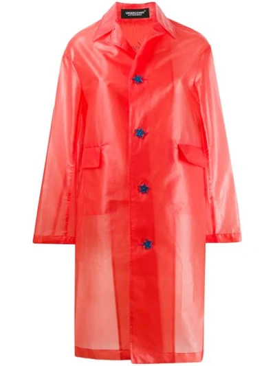 Undercover Star Button Raincoat In Red