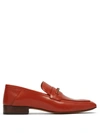 Gucci Leather Loafer With Horsebit And Double G In Dark Orange Leather