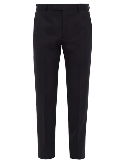 Berluti Tailored Mid-rise Wool-twill Trousers In Navy