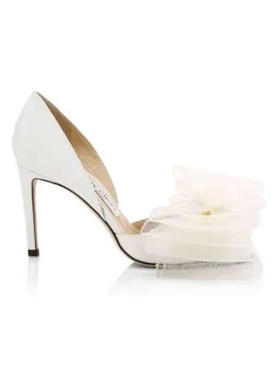 Jimmy Choo Adesu Tulle Bow Pumps In Latte