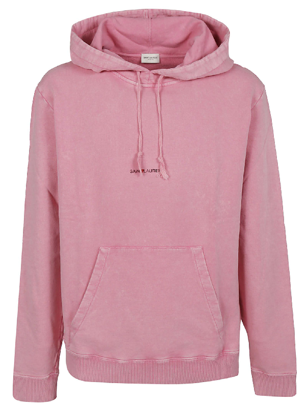 Saint Laurent Logo Print Hoodie In Pink | ModeSens