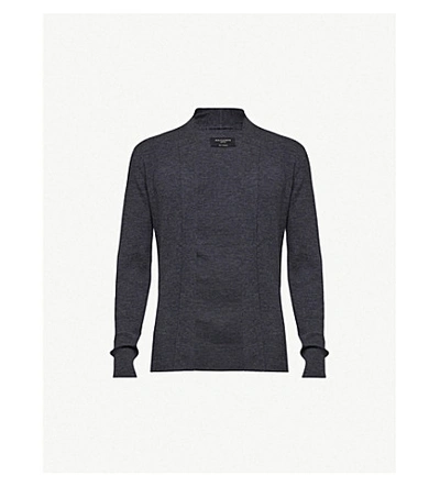 Allsaints Mode Open-front Wool Cardigan In Space Blue Mar