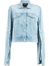 Rokh Short Denim Jacket In Blue