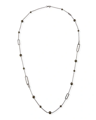 Alexis Bittar Crystal Encrusted Link Necklace W/ Pearls In Gold