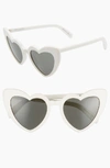 Saint Laurent Loulou 54mm Heart Sunglasses In Ivory/ Grey