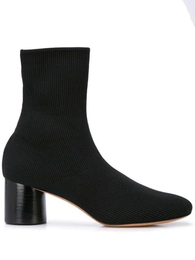 Vince Chunky Heel Sock Boots In Black