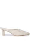 Cult Gaia Della Woven Leather Mules In White