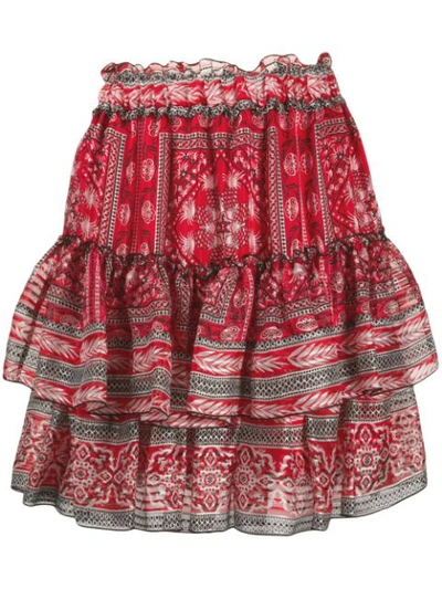Isabel Marant Erine Printed Silk Miniskirt In Red