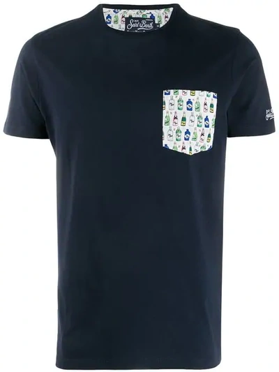 Mc2 Saint Barth Printed Patch Pocket T-shirt - Blue In Blue