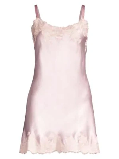 Natori Josie  Lace-trim Silk Chemise In Pink