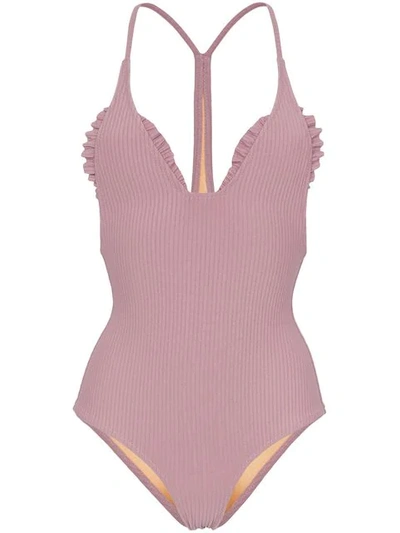 Made By Dawn Traveller Ribbed Swimsuit In Pink